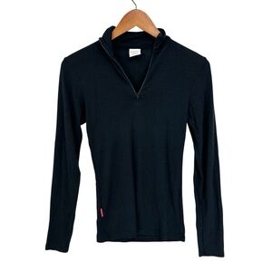 REDRAM by ICEBREAKER Merino Wool Thermal Underwear 1/4 Zip Shirt Black